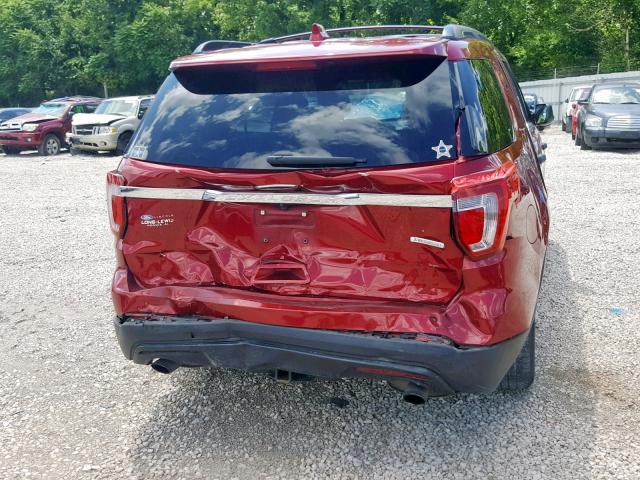 1FM5K7BH8GGD20563 - 2016 FORD EXPLORER RED photo 9