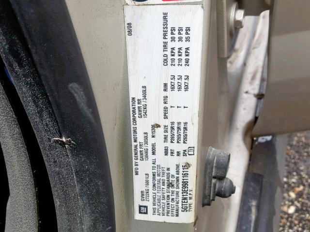 5GTEN13E998116115 - 2009 HUMMER H3 TAN photo 10