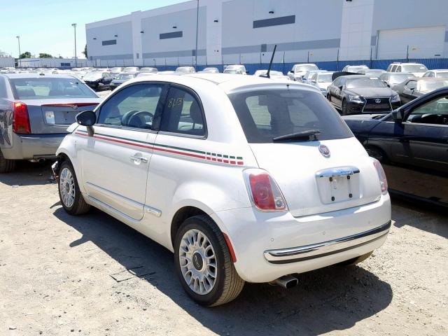 3C3CFFCRXCT183931 - 2012 FIAT 500 LOUNGE WHITE photo 3