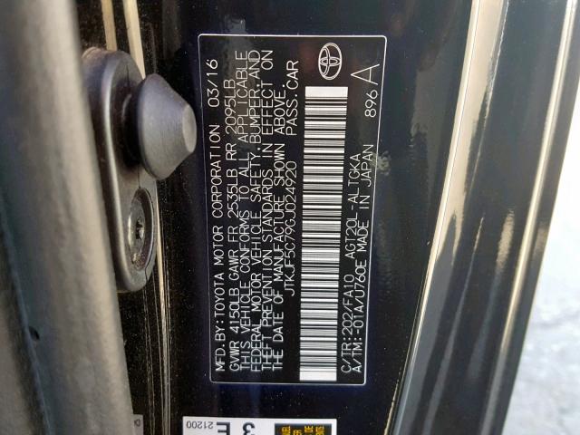 JTKJF5C79GJ024920 - 2016 TOYOTA SCION TC შავი ფოტო 10