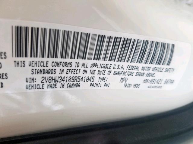 2V8HW34109R541045 - 2009 VOLKSWAGEN ROUTAN SE WHITE photo 10