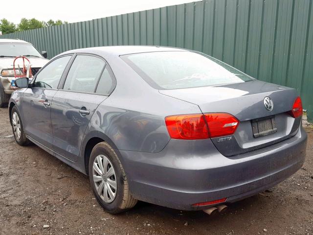 3VW2K7AJ9EM357018 - 2014 VOLKSWAGEN JETTA BASE GRAY photo 3