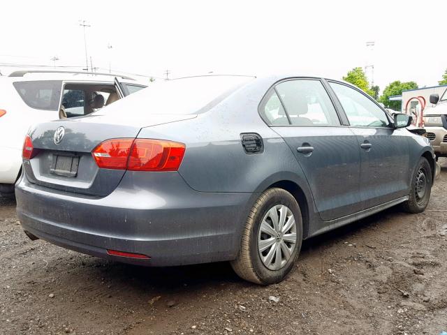 3VW2K7AJ9EM357018 - 2014 VOLKSWAGEN JETTA BASE GRAY photo 4