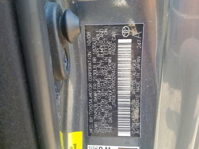 JTKDE167990294162 - 2009 TOYOTA SCION TC GRAY photo 10