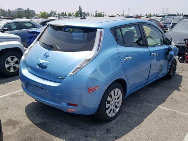 1N4AZ0CPXFC324640 - 2015 NISSAN LEAF S BLUE photo 4