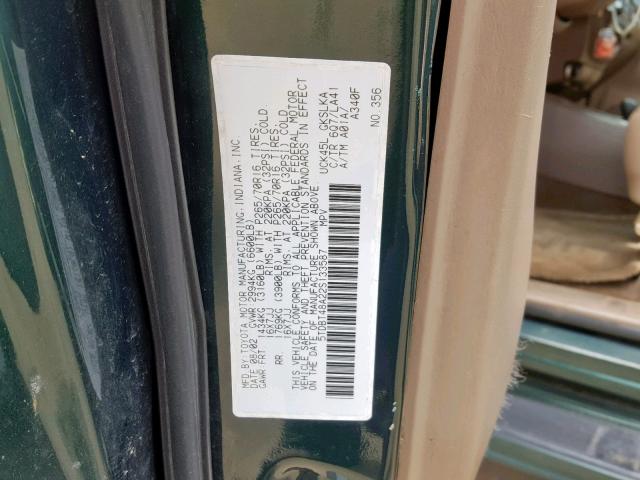 5TDBT48A22S133587 - 2002 TOYOTA SEQUOIA LI GREEN photo 10