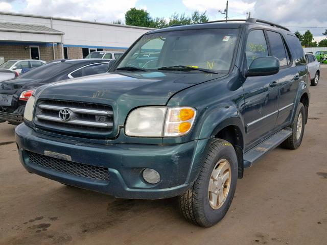 5TDBT48A22S133587 - 2002 TOYOTA SEQUOIA LI GREEN photo 2