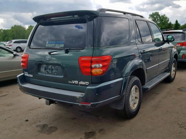 5TDBT48A22S133587 - 2002 TOYOTA SEQUOIA LI GREEN photo 4