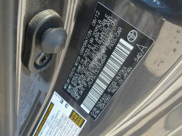 JTKJF5C73D3054849 - 2013 TOYOTA SCION TC GRAY photo 10