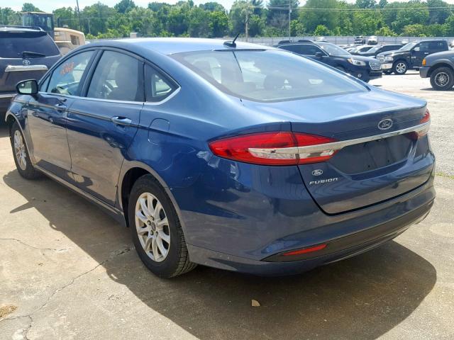 3FA6P0G75JR217477 - 2018 FORD FUSION S BLUE photo 3