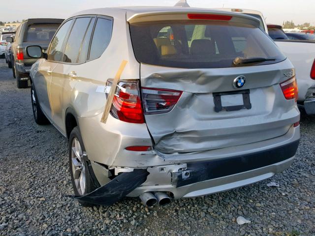 5UXWX7C59BL734089 - 2011 BMW X3 XDRIVE3 SILVER photo 3