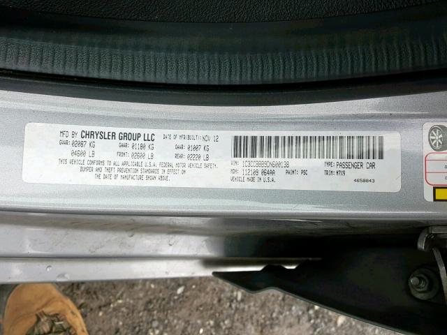 1C3CCBBB9DN600138 - 2013 CHRYSLER 200 TOURIN SILVER photo 10