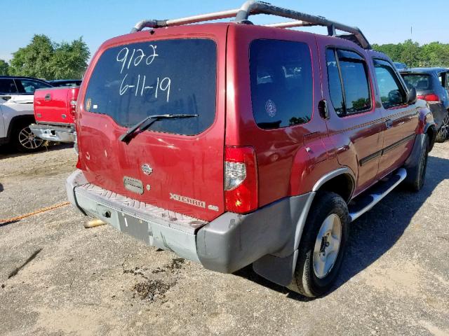 5N1ED28Y61C539122 - 2001 NISSAN XTERRA XE RED photo 4