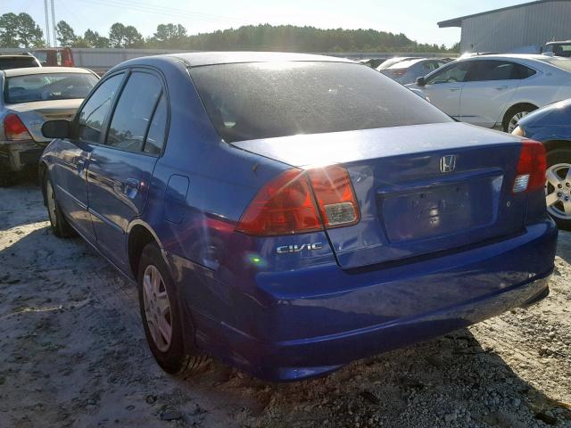 2HGES163X4H642154 - 2004 HONDA CIVIC DX V BLUE photo 3