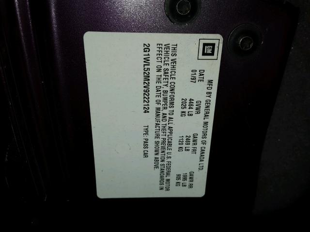 2G1WL52M2V9222124 - 1997 CHEVROLET LUMINA BAS Bənövşəyi foto 10