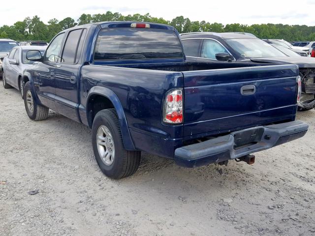 1B7HL38N52S578551 - 2002 DODGE DAKOTA QUA BLUE photo 3