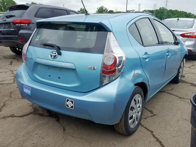 JTDKDTB38D1045337 - 2013 TOYOTA PRIUS C BLUE photo 4