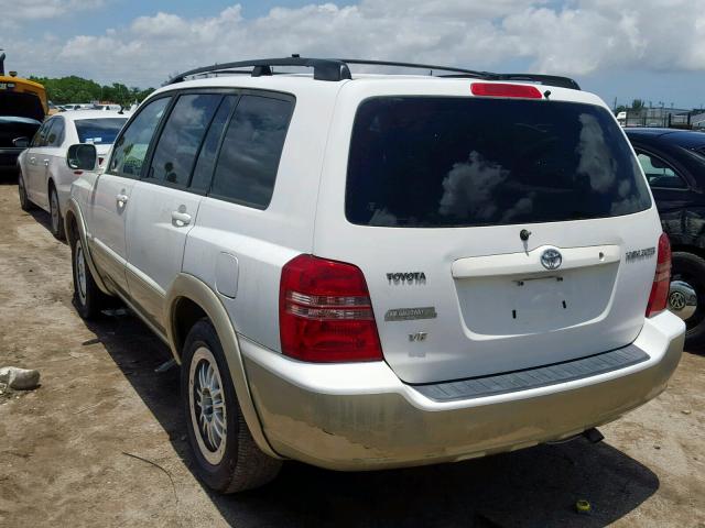 JTEGF21A130077931 - 2003 TOYOTA HIGHLANDER WHITE photo 3