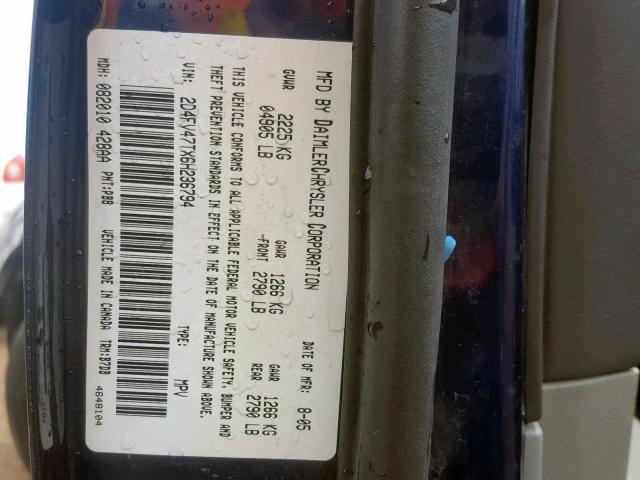 2D4FV47TX6H236794 - 2006 DODGE MAGNUM SE BLUE photo 10