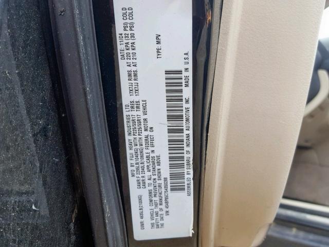 4S4BP85C754350288 - 2005 SUBARU LEGACY OUT BLACK photo 10