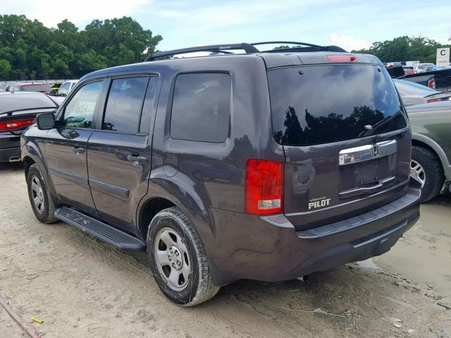 5FNYF3H29EB007076 - 2014 HONDA PILOT LX BROWN photo 3