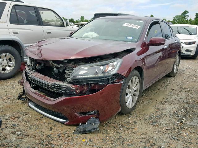 1HGCR2F82FA230039 - 2015 HONDA ACCORD EXL BURGUNDY photo 2