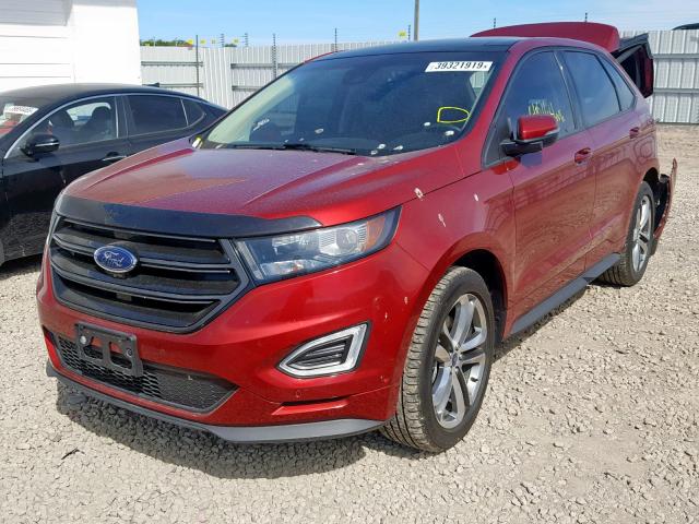 2FMTK4AP7FBB92093 - 2015 FORD EDGE SPORT MAROON photo 2