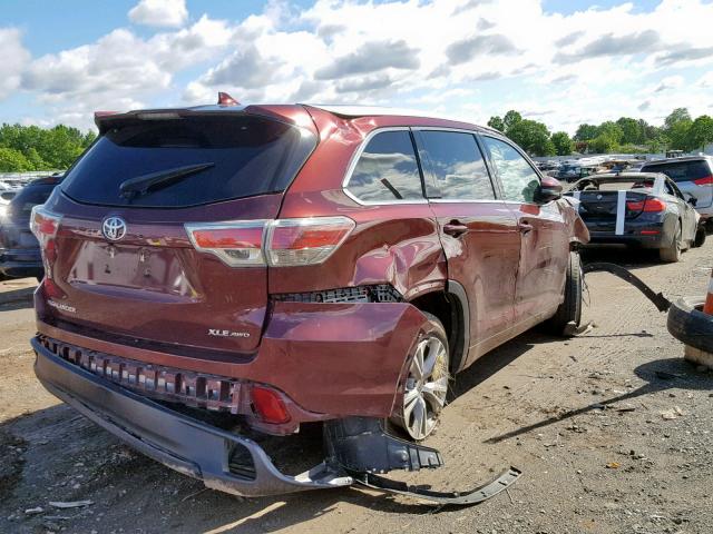 5TDJKRFH0ES066309 - 2014 TOYOTA HIGHLANDER BURGUNDY photo 4