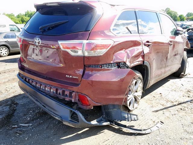 5TDJKRFH0ES066309 - 2014 TOYOTA HIGHLANDER BURGUNDY photo 9