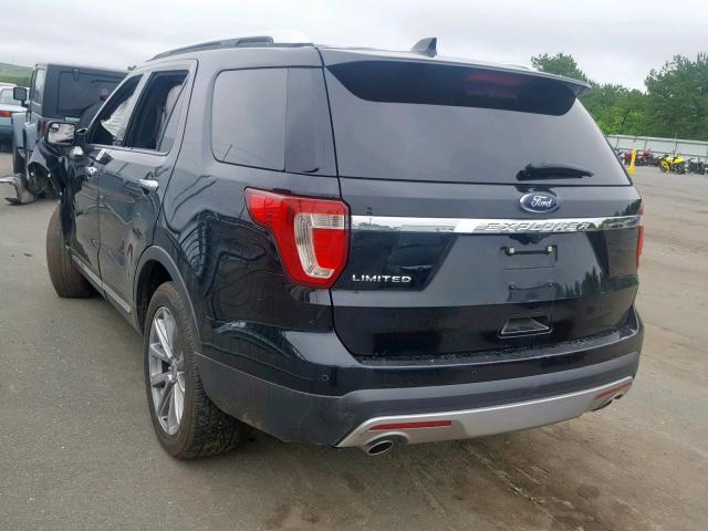 1FM5K7F81HGC22664 - 2017 FORD EXPLORER L BLACK photo 3