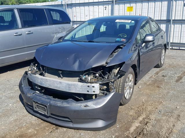 2HGFB2F55CH611727 - 2012 HONDA CIVIC LX GRAY photo 2