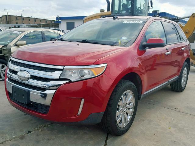 2FMDK3JC8BBB31924 - 2011 FORD EDGE SEL RED photo 2