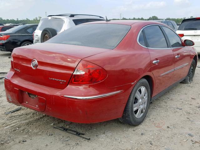 2G4WC582181250413 - 2008 BUICK LACROSSE C BURGUNDY photo 4