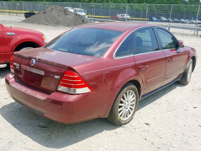 1MEFM43175G601686 - 2005 MERCURY MONTEGO PR BURGUNDY photo 4