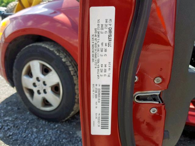 1B3HB28A69D108104 - 2009 DODGE CALIBER SE RED photo 10