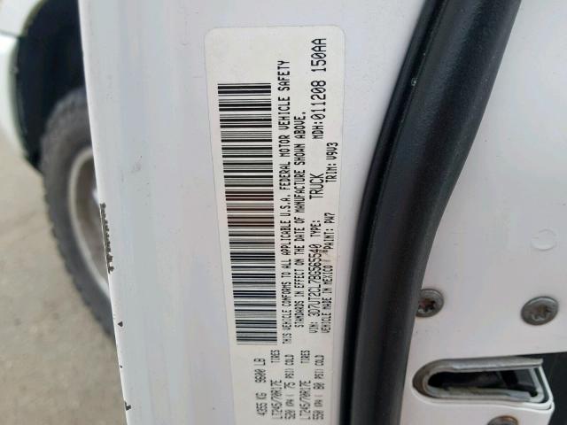 3D7UT2CL7BG565540 - 2011 DODGE RAM 2500 WHITE photo 10