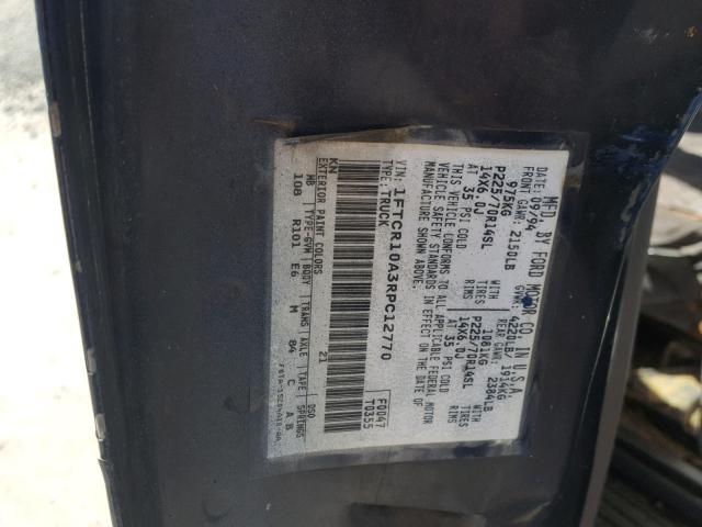 1FTCR10A3RPC12770 - 1994 FORD RANGER BLUE photo 10