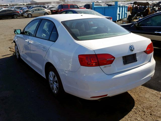 3VW2K7AJ6CM316469 - 2012 VOLKSWAGEN JETTA BASE WHITE photo 3