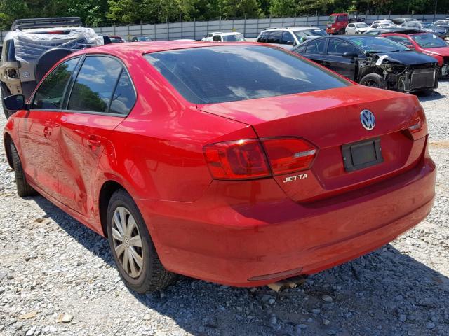 3VW1K7AJ1DM269946 - 2013 VOLKSWAGEN JETTA BASE RED photo 3