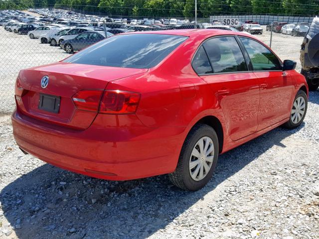 3VW1K7AJ1DM269946 - 2013 VOLKSWAGEN JETTA BASE RED photo 4