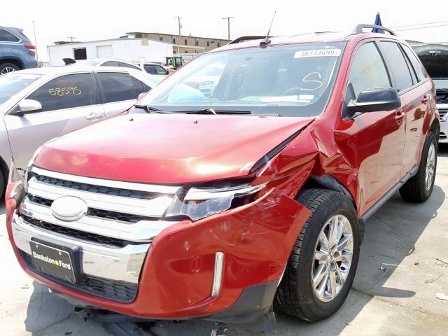 2FMDK3JC6CBA69313 - 2012 FORD EDGE SEL RED photo 2