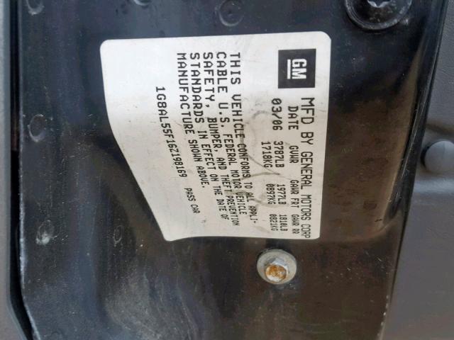 1G8AL55F16Z198169 - 2006 SATURN ION LEVEL GRAY photo 10