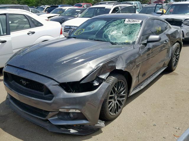 1FA6P8CF7F5381982 - 2015 FORD MUSTANG GT GRAY photo 2