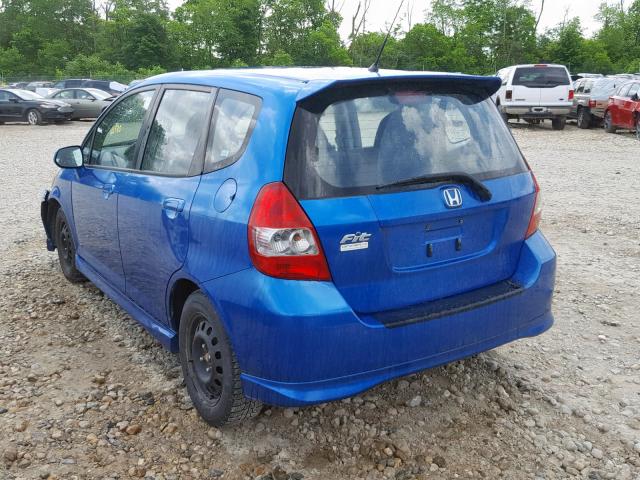 JHMGD37697S032165 - 2007 HONDA FIT S BLUE photo 3