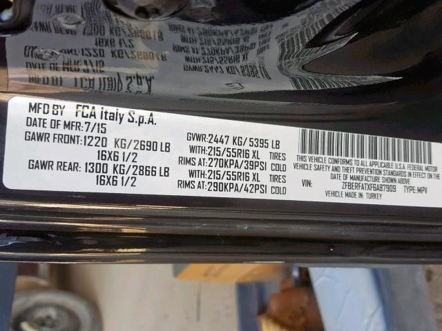 ZFBERFATXF6A87909 - 2015 RAM PROMASTER 黑色 照片 10