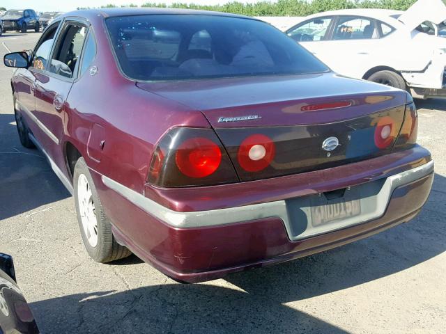 2G1WF52E749382675 - 2004 CHEVROLET IMPALA BURGUNDY photo 3