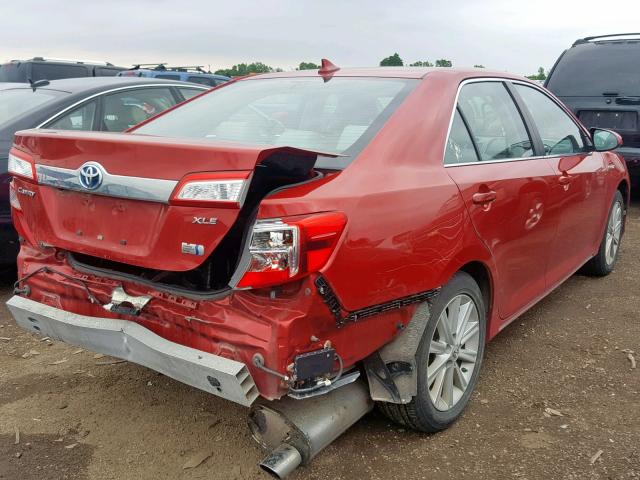 4T1BD1FK3CU029156 - 2012 TOYOTA CAMRY HYBR RED photo 4