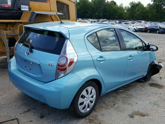 JTDKDTB35D1047336 - 2013 TOYOTA PRIUS C BLUE photo 4