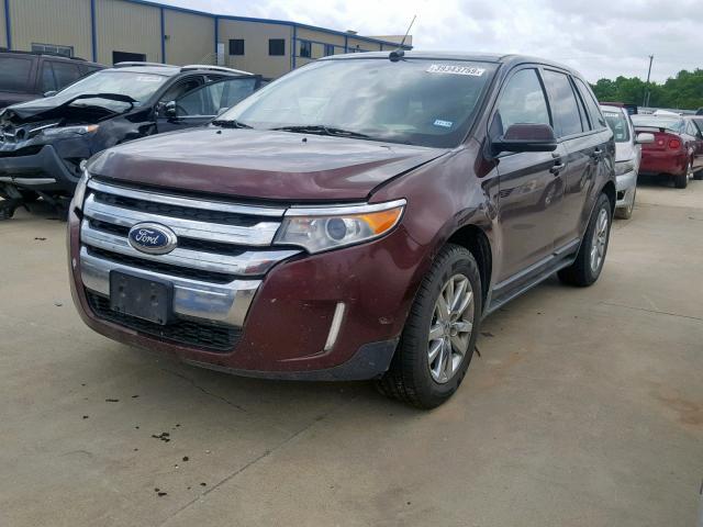 2FMDK3J9XCBA53068 - 2012 FORD EDGE SEL MAROON photo 2