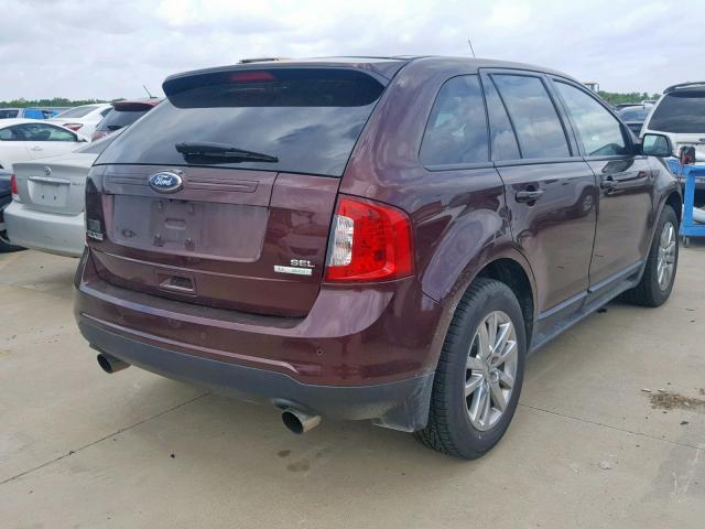 2FMDK3J9XCBA53068 - 2012 FORD EDGE SEL MAROON photo 4